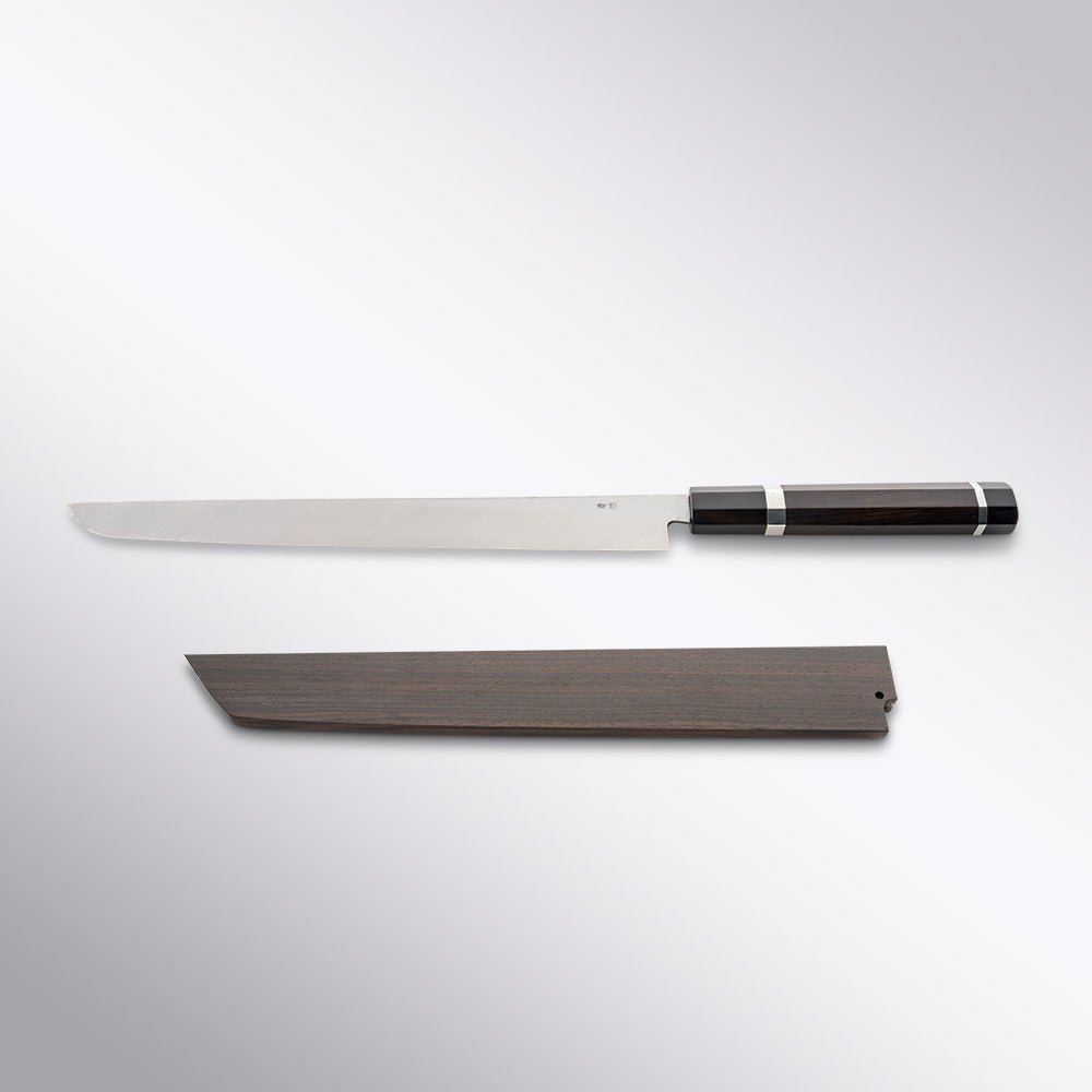 Kasumiyaki Aogami #2 Damascus Sakimaru Takohiki 27cm Kikuichi Cutlery - Element Knife Company