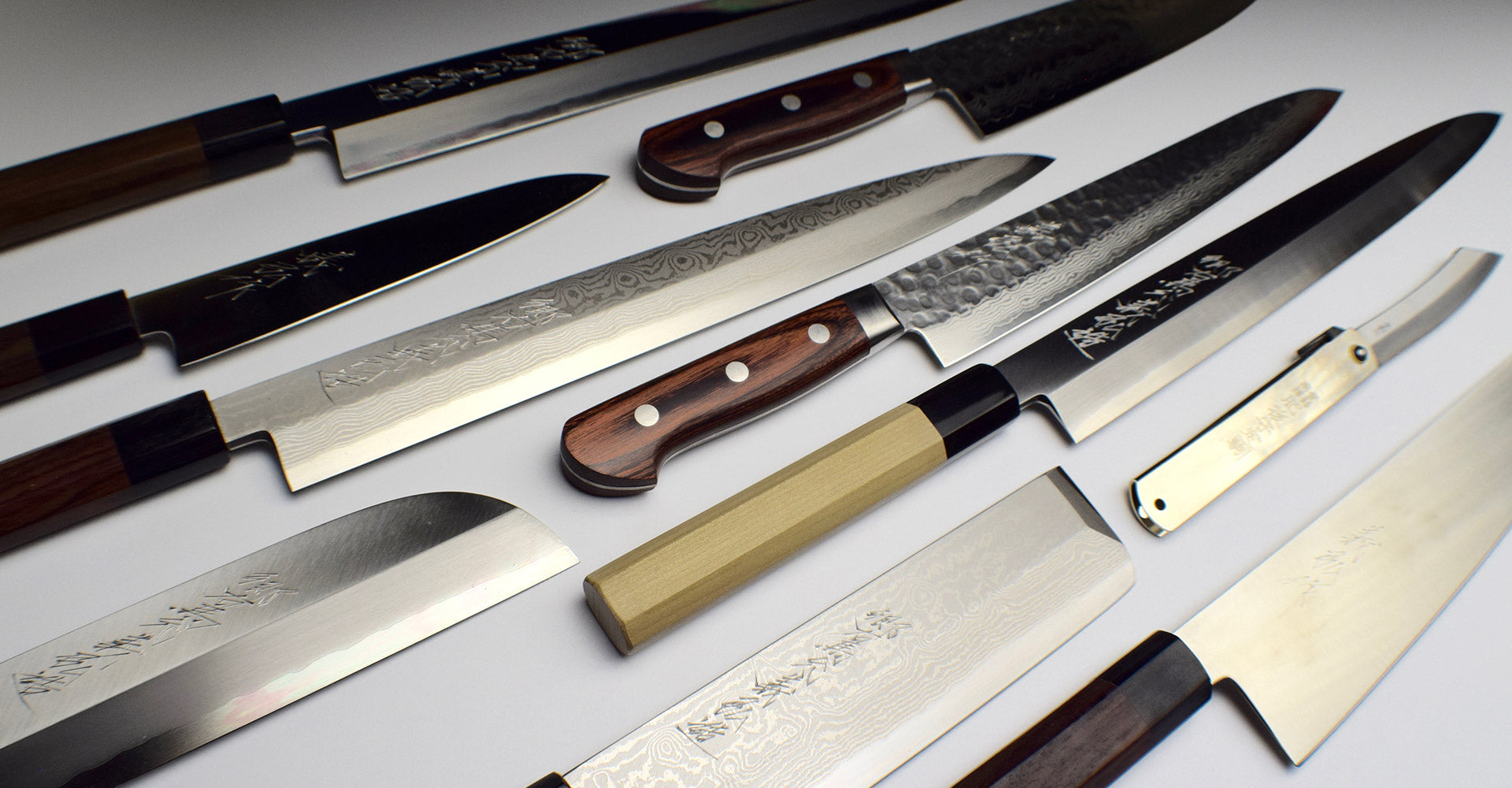 A Variety Of Japanese Style Kitchen Knives
