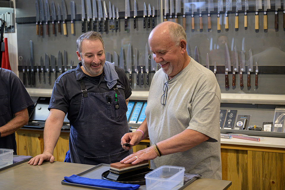 Chef Elan Wenzel Teaching Knife Sharpening