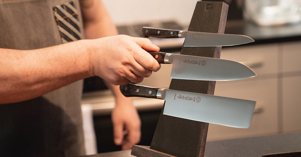 Kitchen Knives On A Magnetic Holder