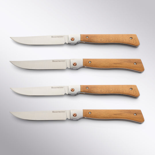 Messermeister 4 Piece Maple Folding Steak Knife Set