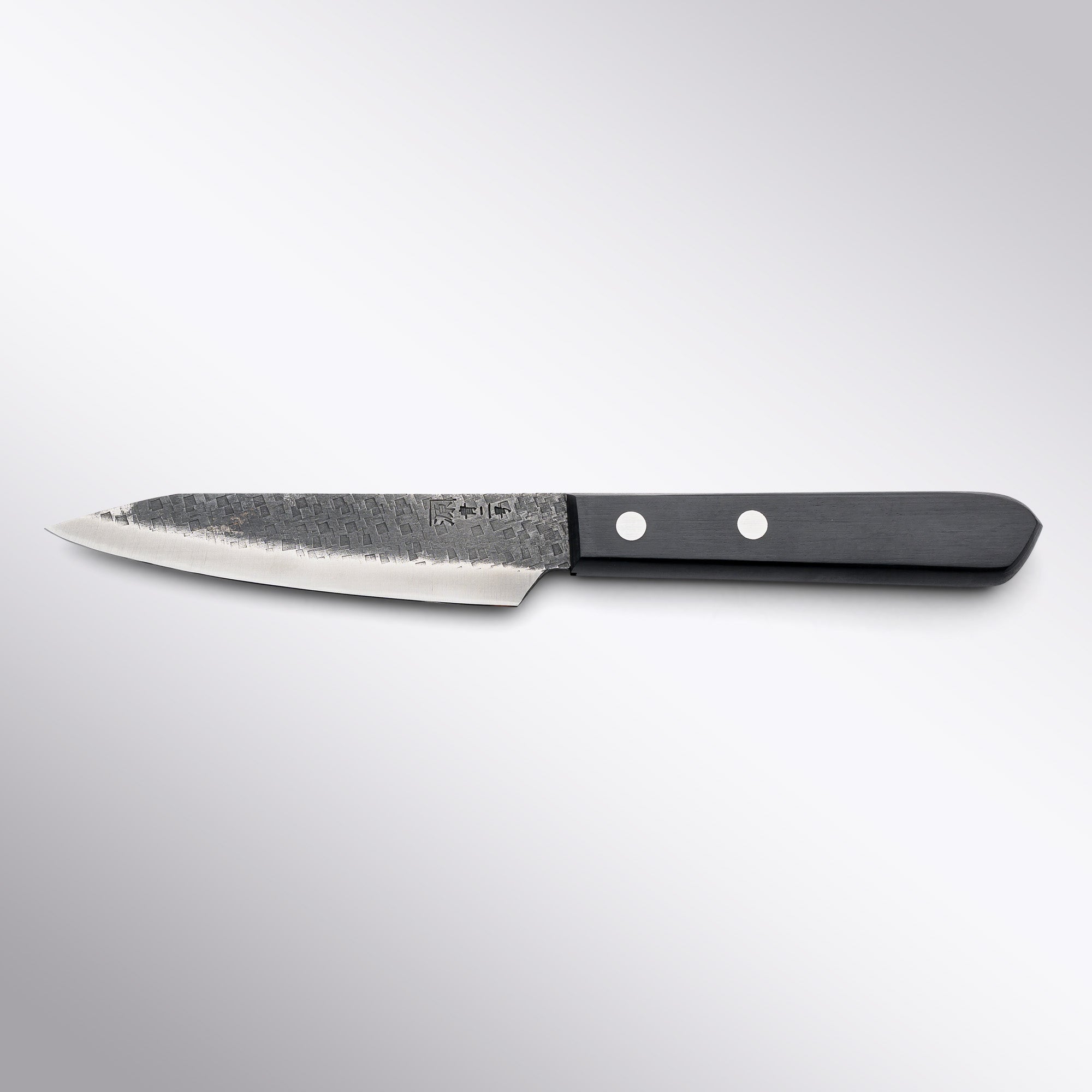 Shigeki Tanaka Blue 2 Kurouchi Tsuchime Stainless Clad Petty 120mm Back