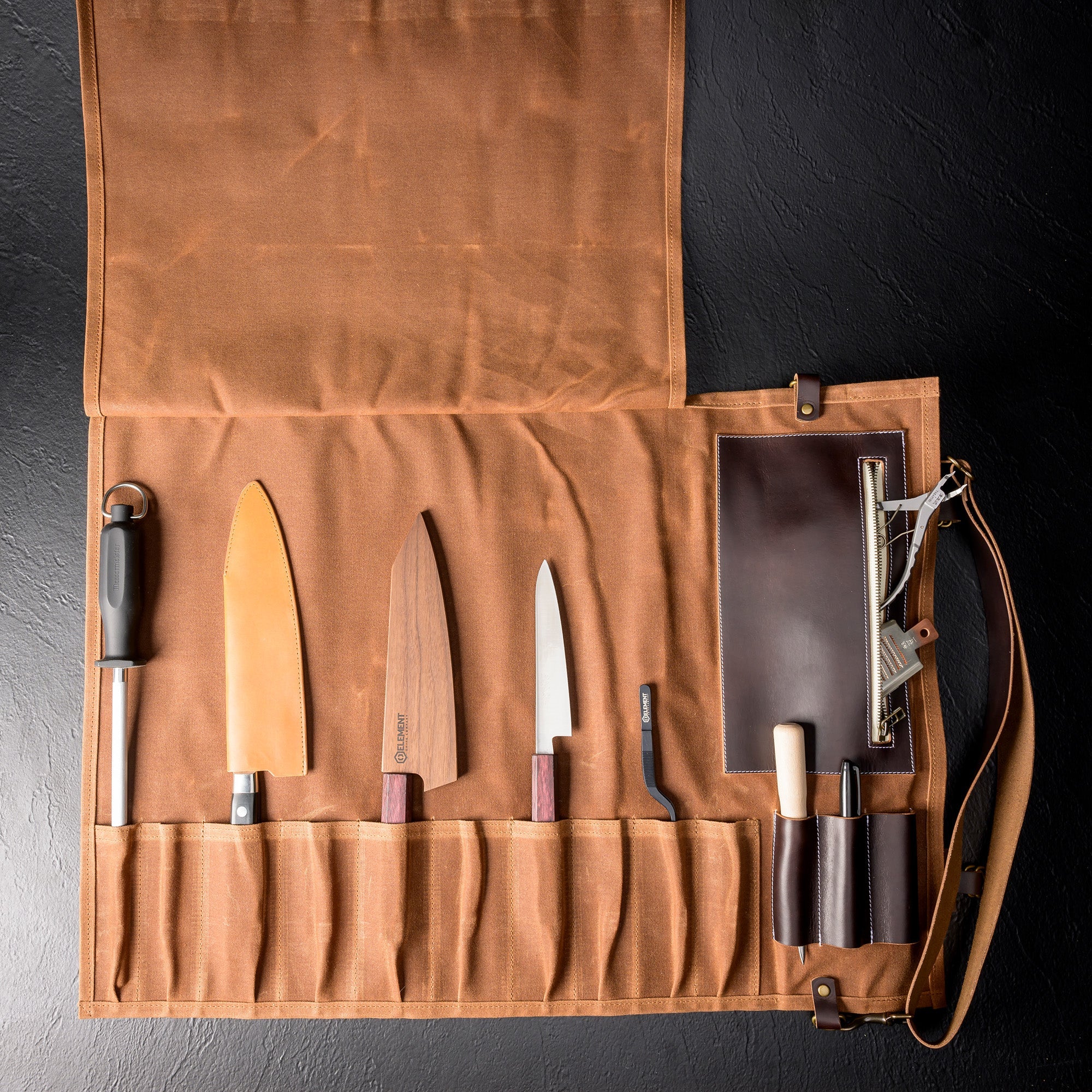 Canvas & Leather Knife Roll Proper Apron Company - Element Knife Company