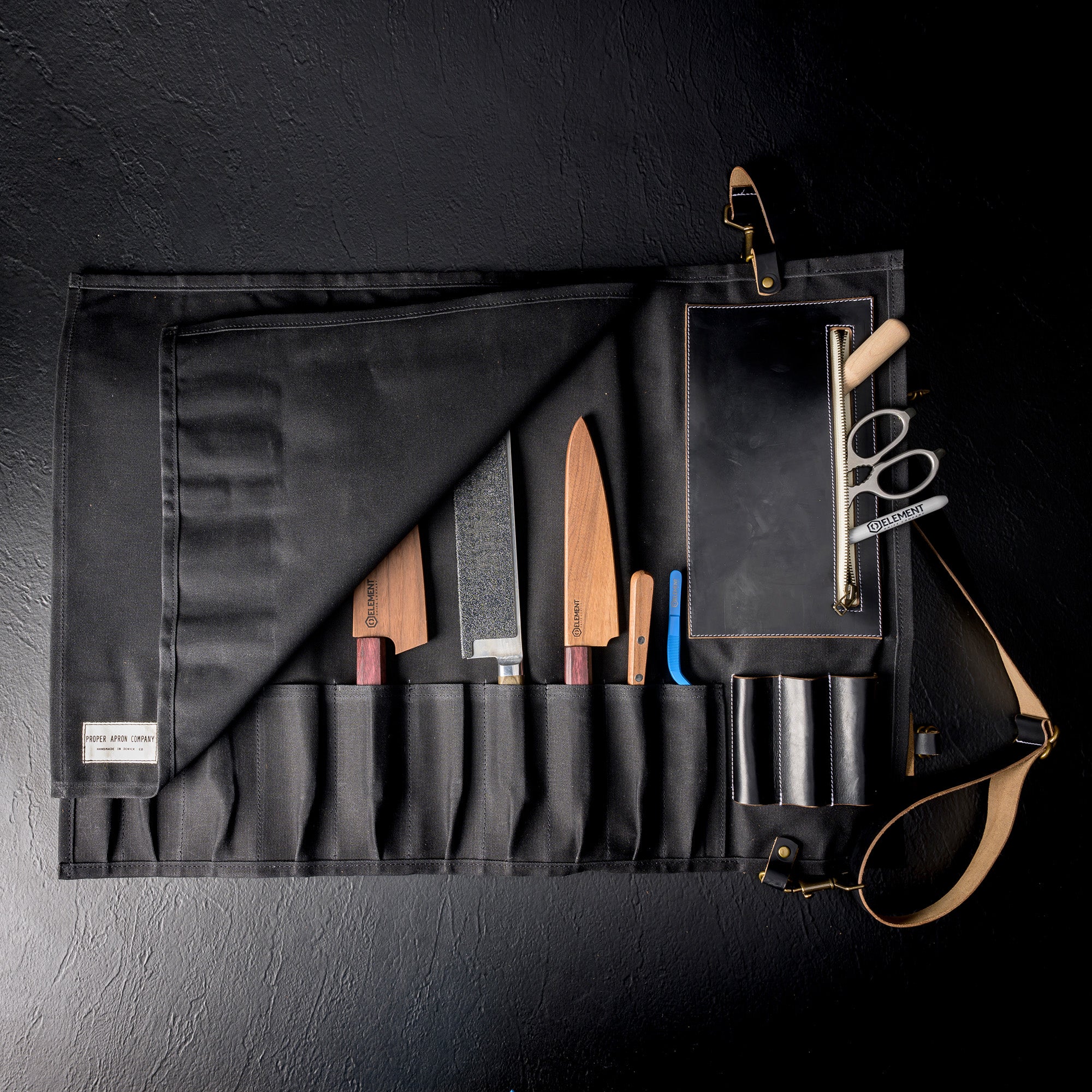 Canvas & Leather Knife Roll Proper Apron Company - Element Knife Company