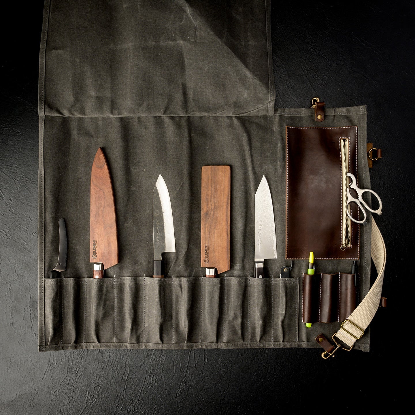 Canvas & Leather Knife Roll Proper Apron Company - Element Knife Company