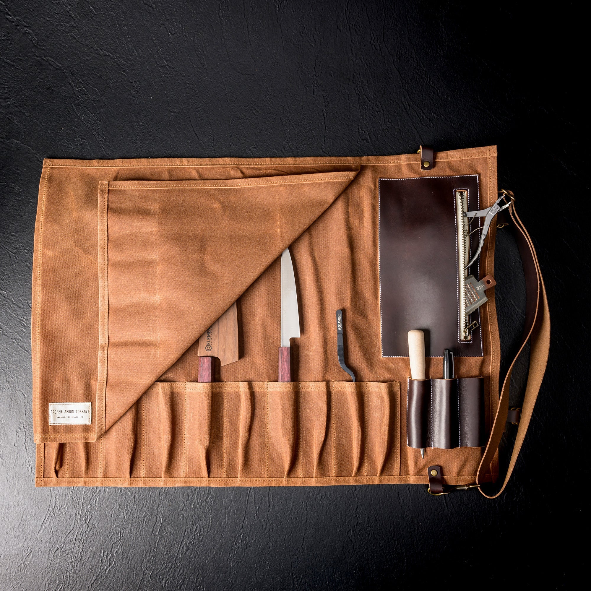 Canvas & Leather Knife Roll Proper Apron Company - Element Knife Company