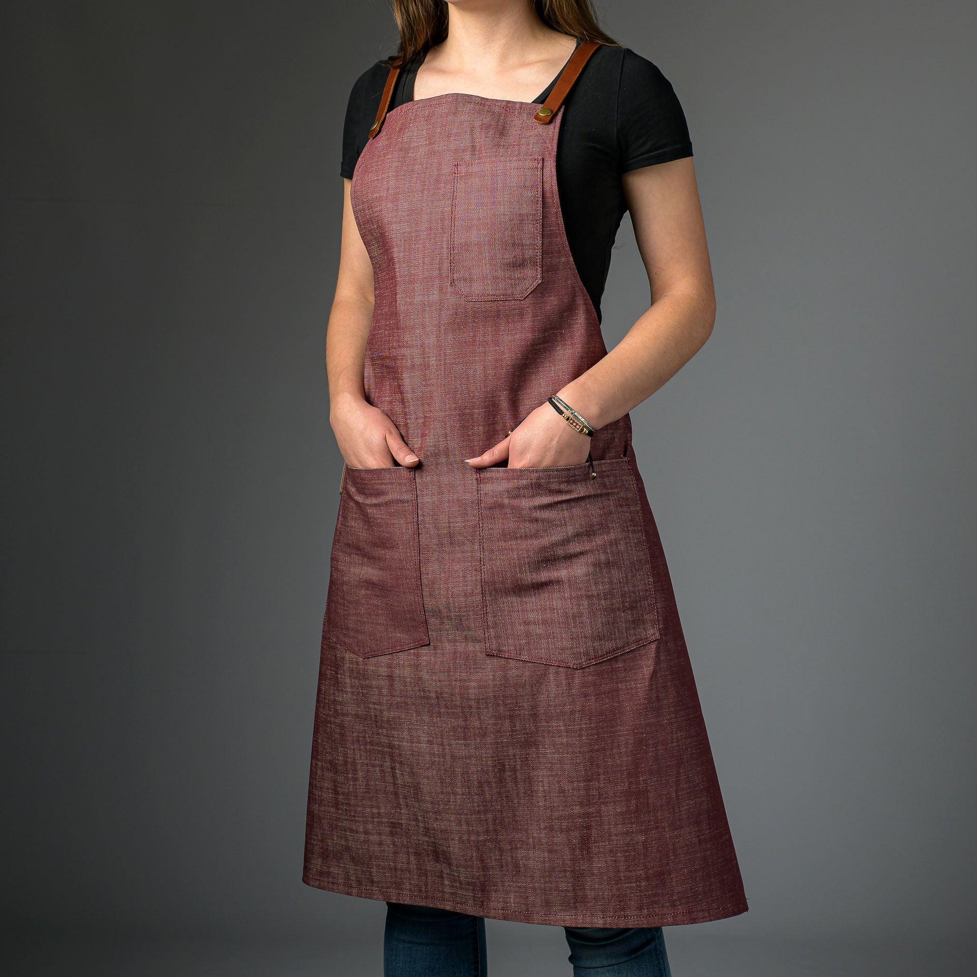 Denim Bib Apron • Cross - Back Proper Apron Company - Element Knife Company