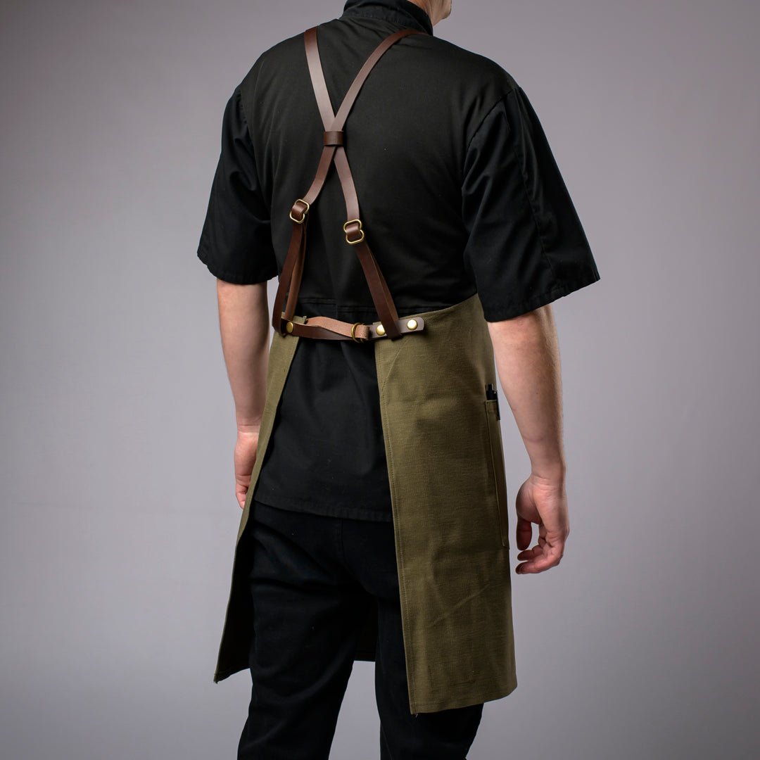 Denim Bib Apron • Cross - Back Proper Apron Company - Element Knife Company