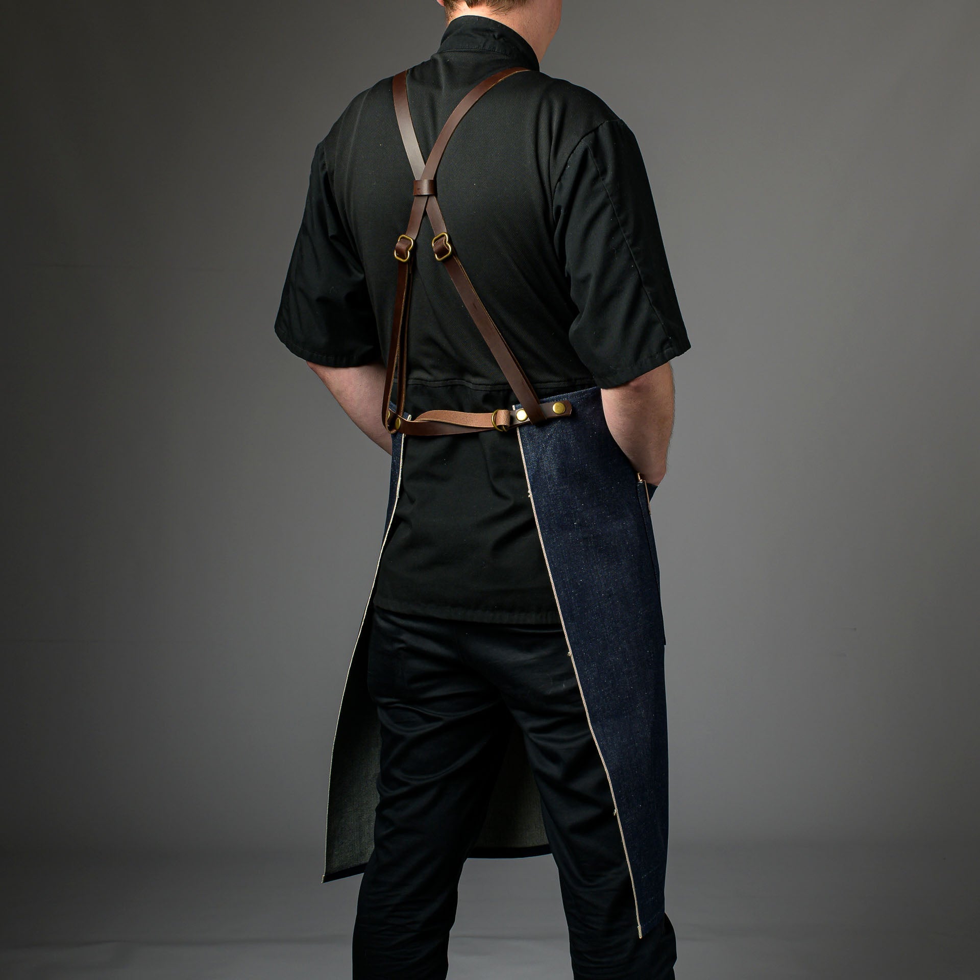 Denim Bib Apron • Cross - Back Proper Apron Company - Element Knife Company