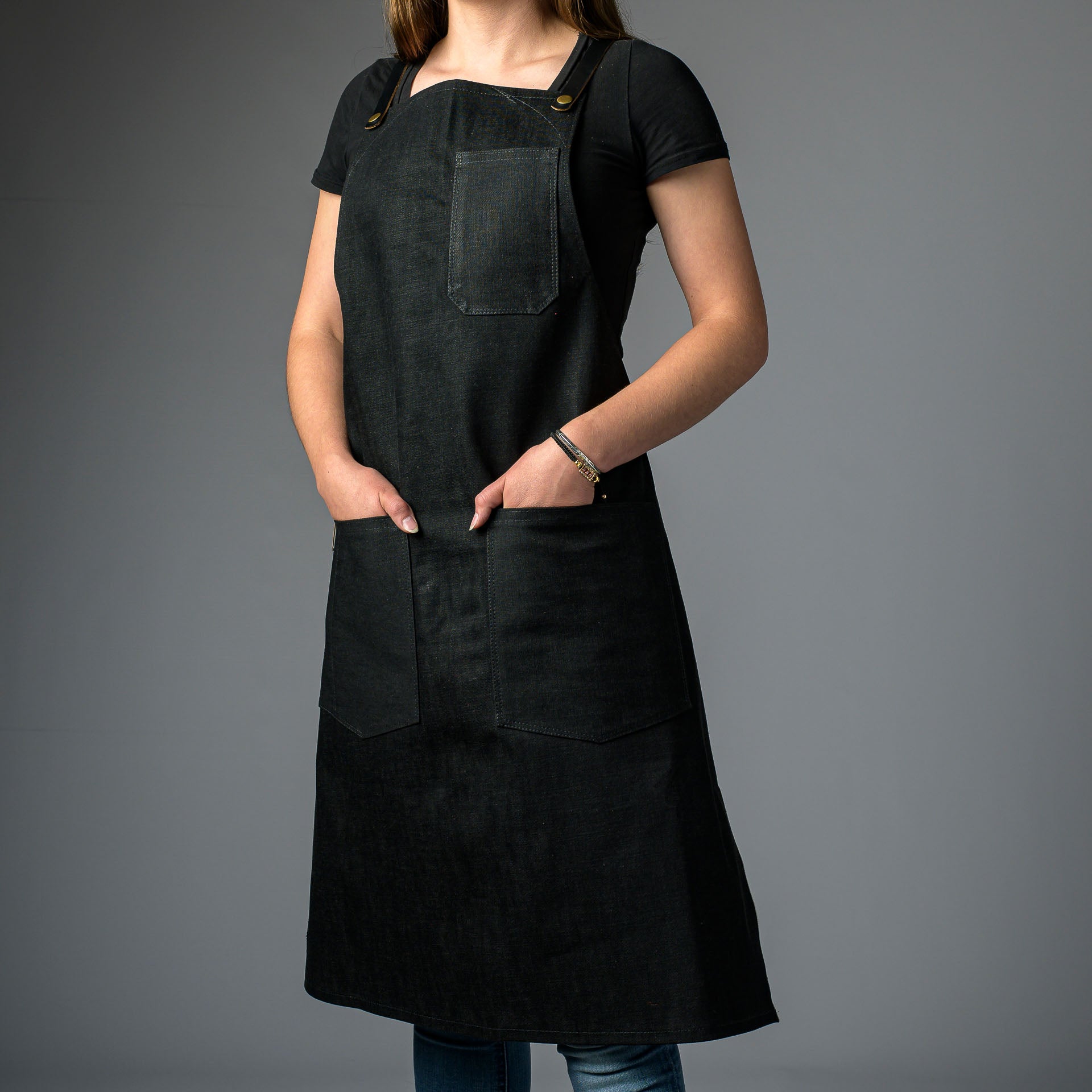 Denim Bib Apron • Cross - Back Proper Apron Company - Element Knife Company