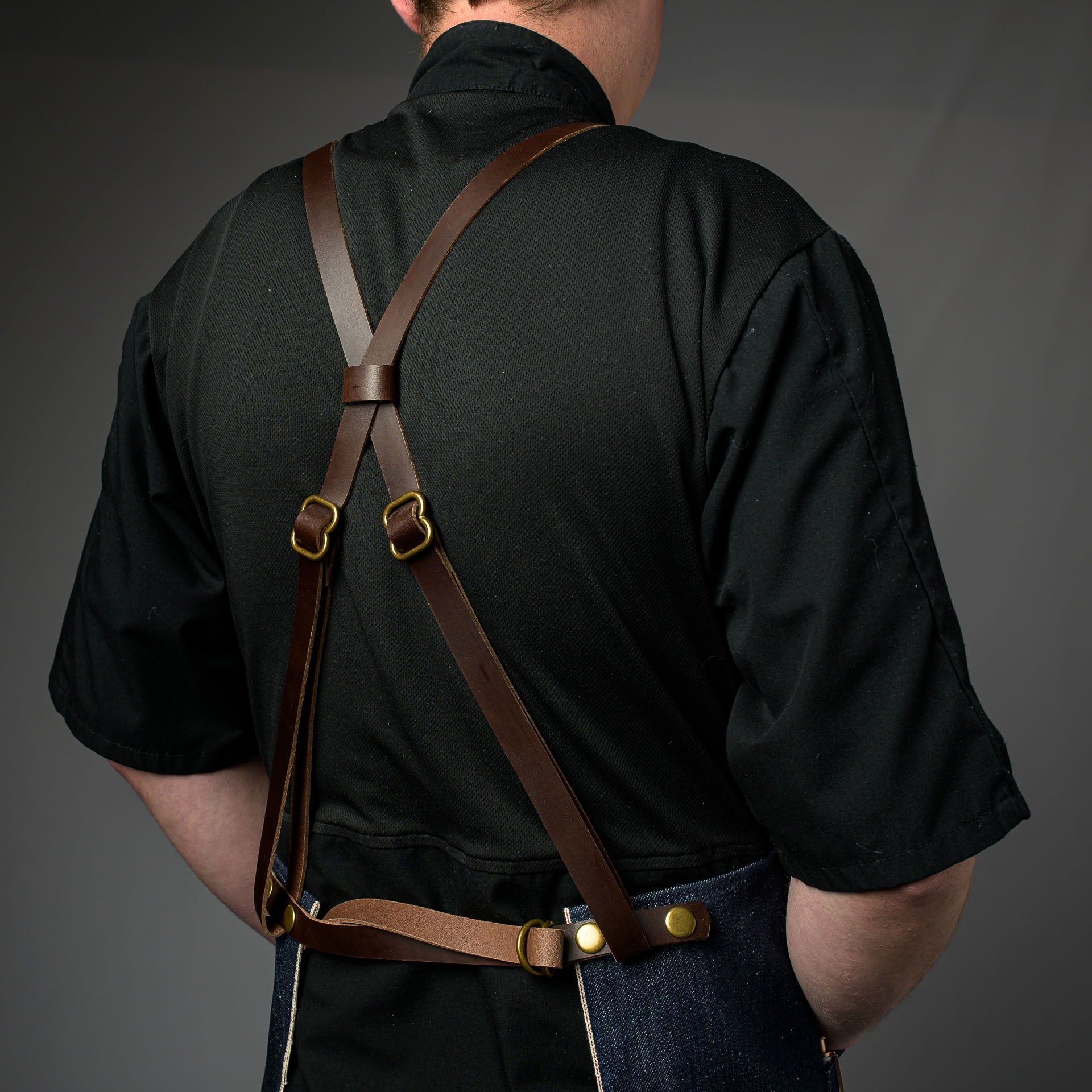 Denim Bib Apron • Cross - Back Proper Apron Company - Element Knife Company