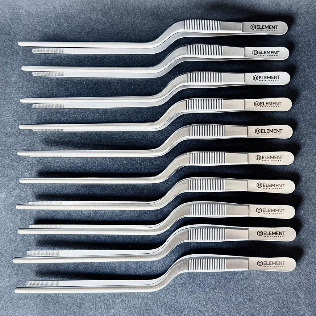 Element Knife Company Stainless Steel Offset Plating Tweezer 20cm Element Knife Company - Element Knife Company