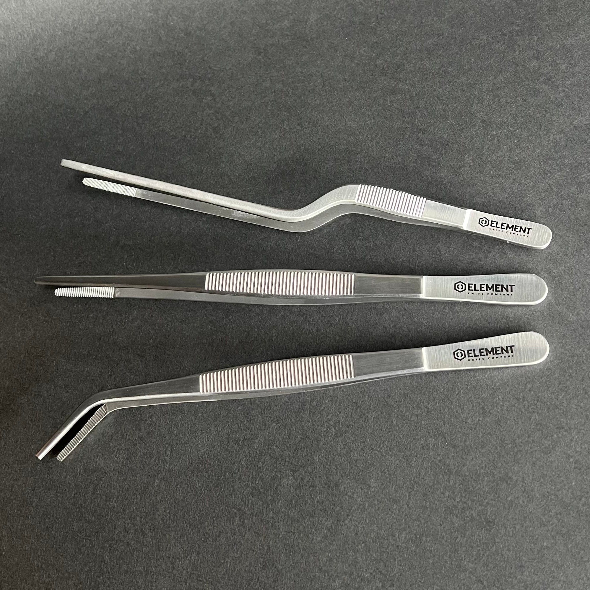 Element Knife Company Stainless Steel Plating Tweezer 3 - Piece Set 20cm Element Knife Company - Element Knife Company