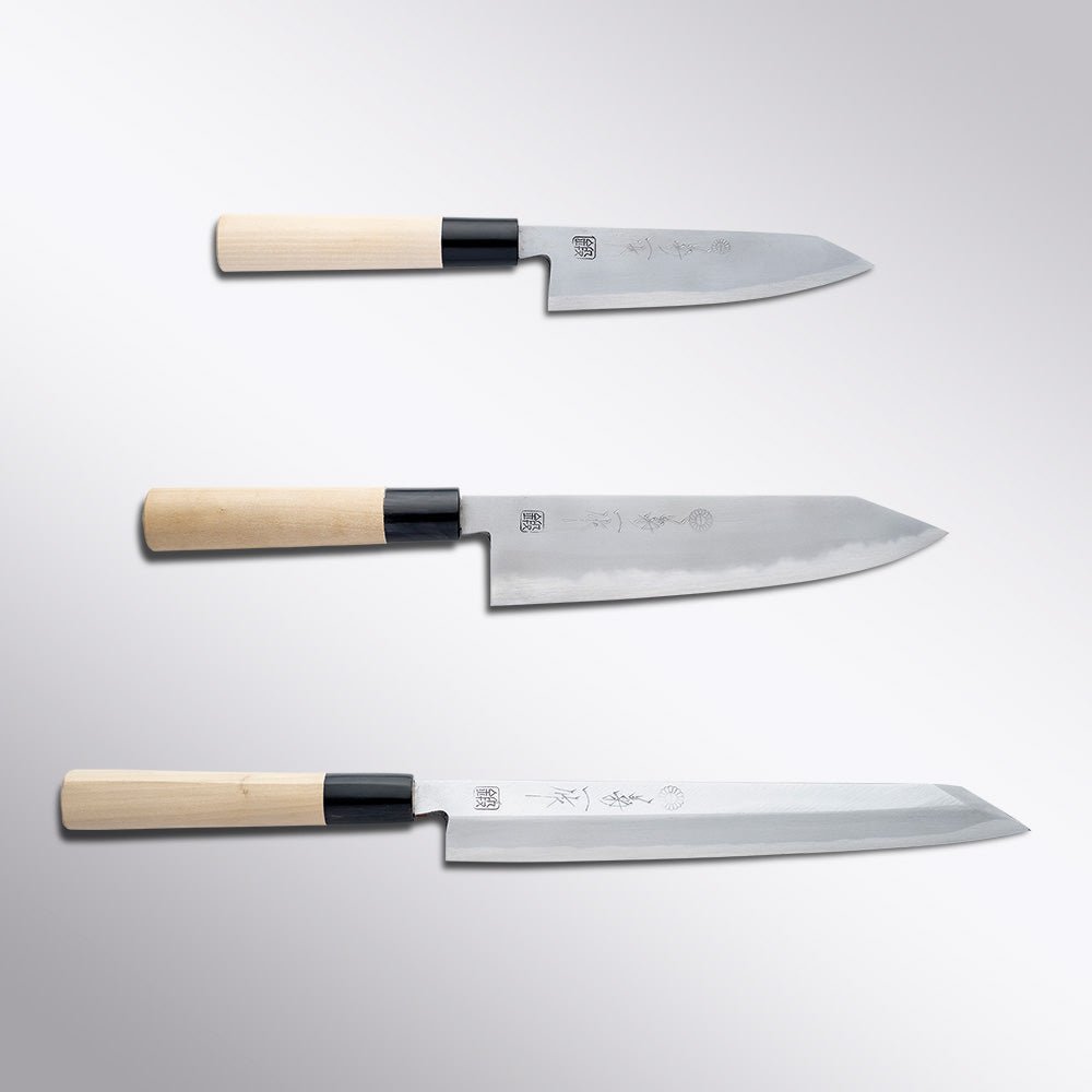 Kokaji White #2 High - Carbon 3 Piece Gift Set Kikuichi Cutlery - Element Knife Company