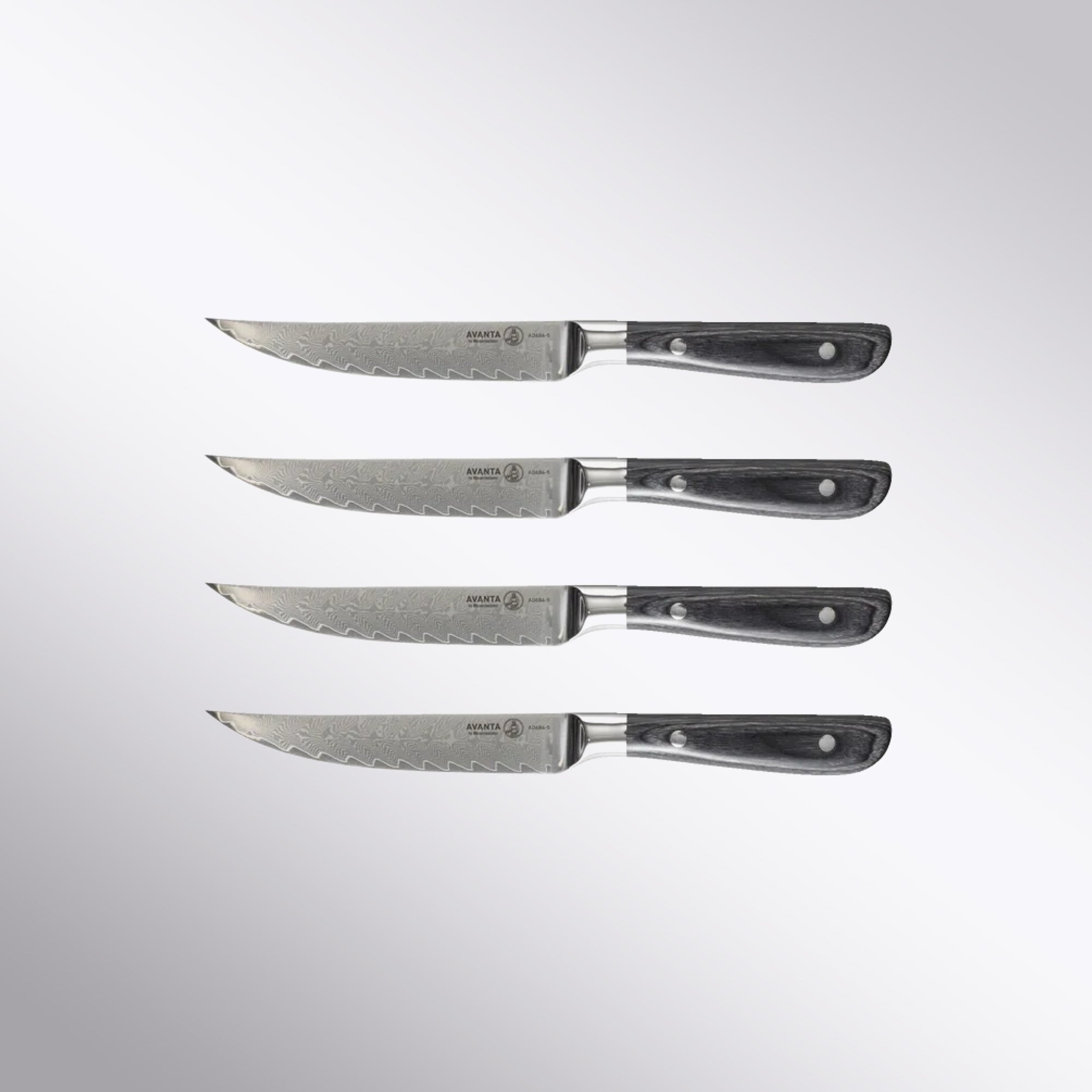 Messermeister VG - 10 Stainless Steel Avanta 4 Piece Damascus Steak Knife Set Messermeister - Element Knife Company