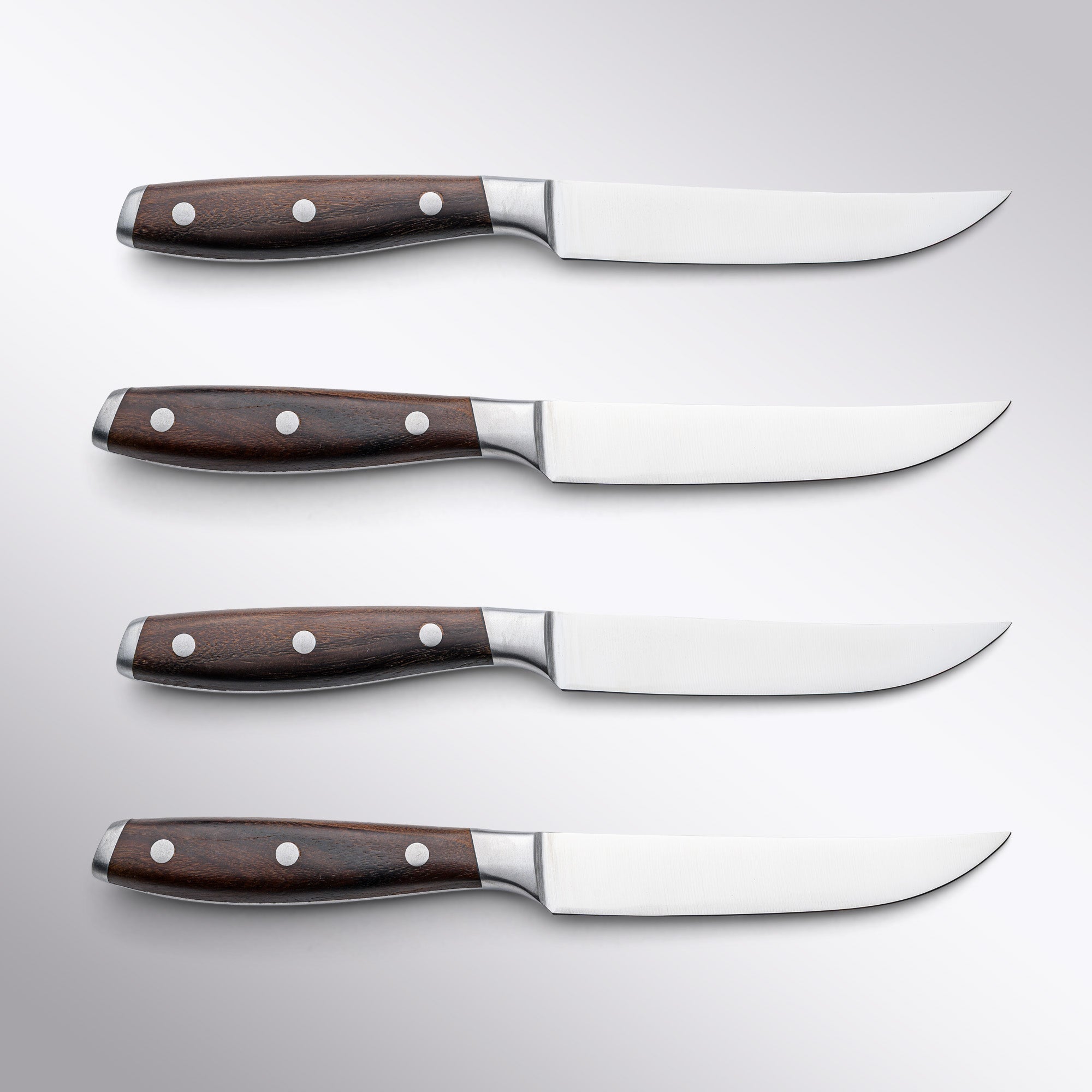 Messermeister X50 Stainless Steel Avanta 4 Piece Steak Knife Set – Smoked Teak Handle Messermeister - Element Knife Company