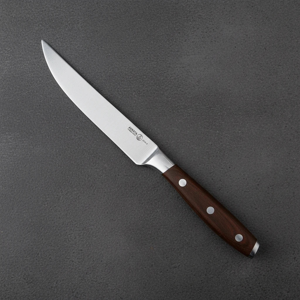 Messermeister X50 Stainless Steel Avanta 4 Piece Steak Knife Set – Smoked Teak Handle Messermeister - Element Knife Company