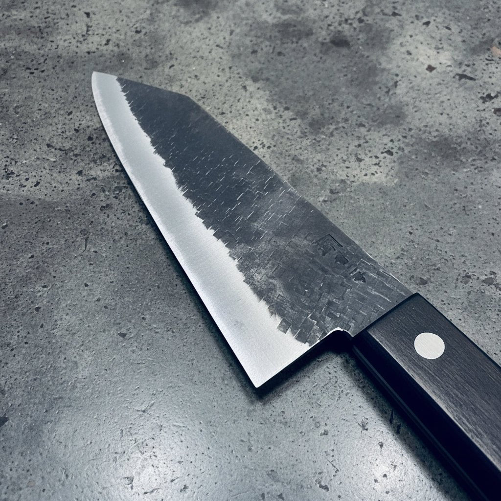 Shigeki Tanaka Blue 2 Kurouchi Tsuchime Stainless Clad Bunka 165mm Shigeki Tanaka - Element Knife Company