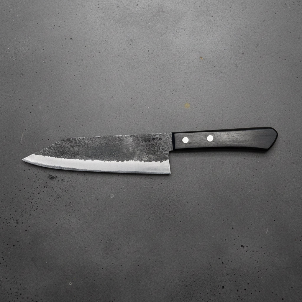 Shigeki Tanaka Blue 2 Kurouchi Tsuchime Stainless Clad Bunka 165mm Shigeki Tanaka - Element Knife Company