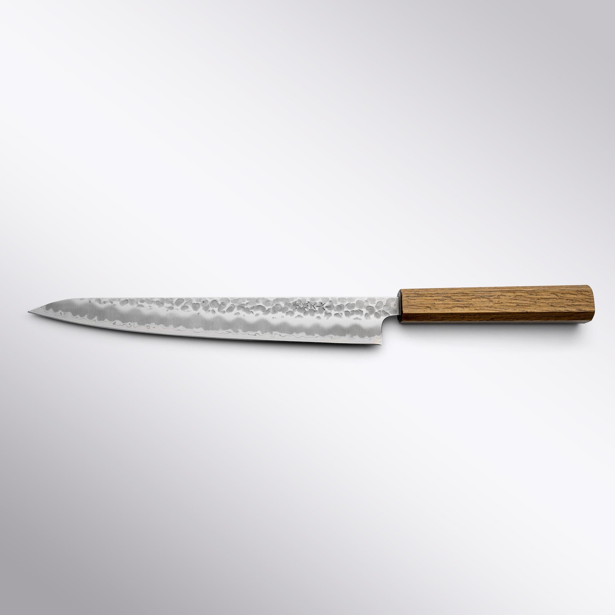 Touroku Sakai Blue Super Stainless Clad Hammered Sujihiki 240mm Touroku Sakai - Element Knife Company