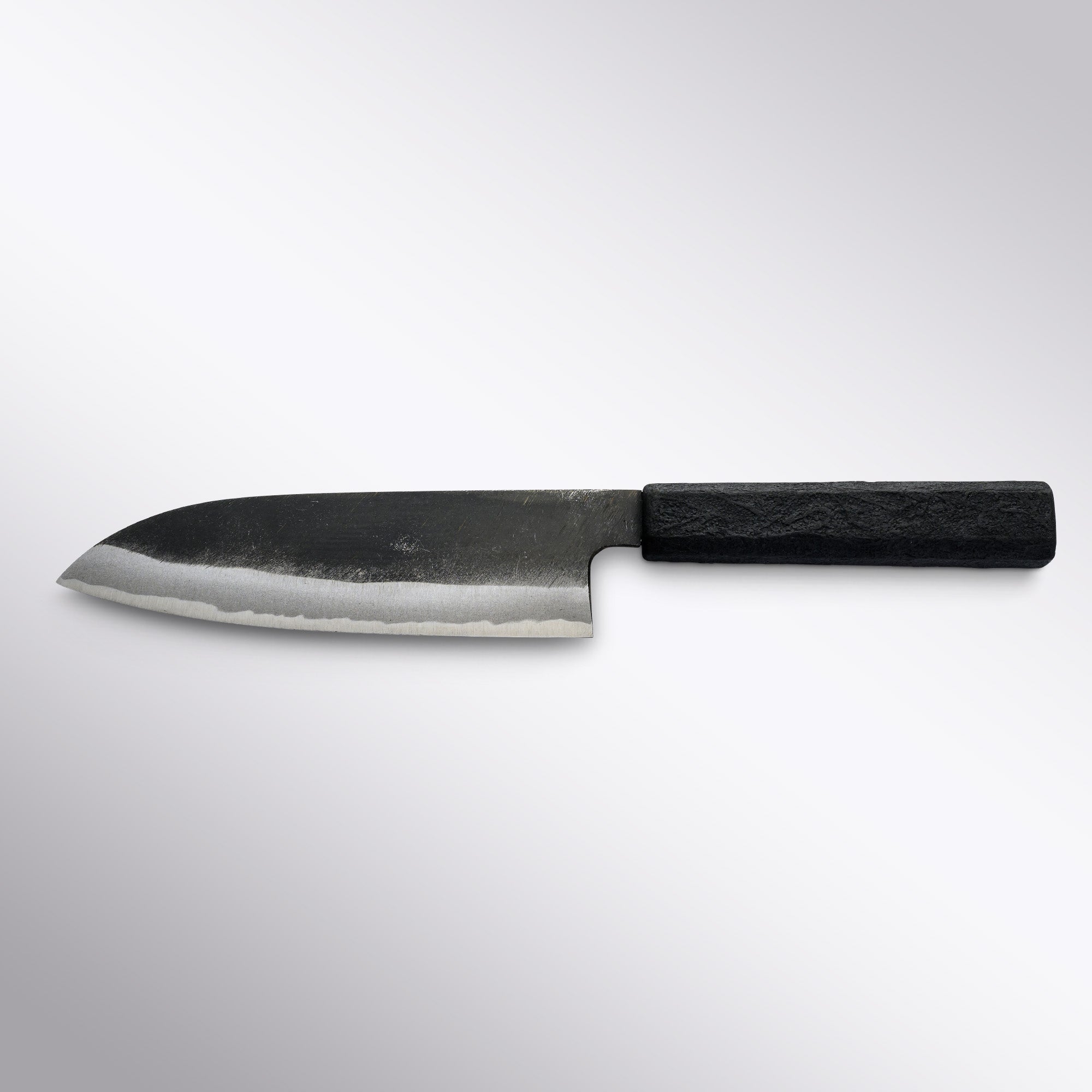 Touroku Sakai White 2 Carbon - Steel Shikkoku Noir Santoku 180mm Touroku Sakai - Element Knife Company