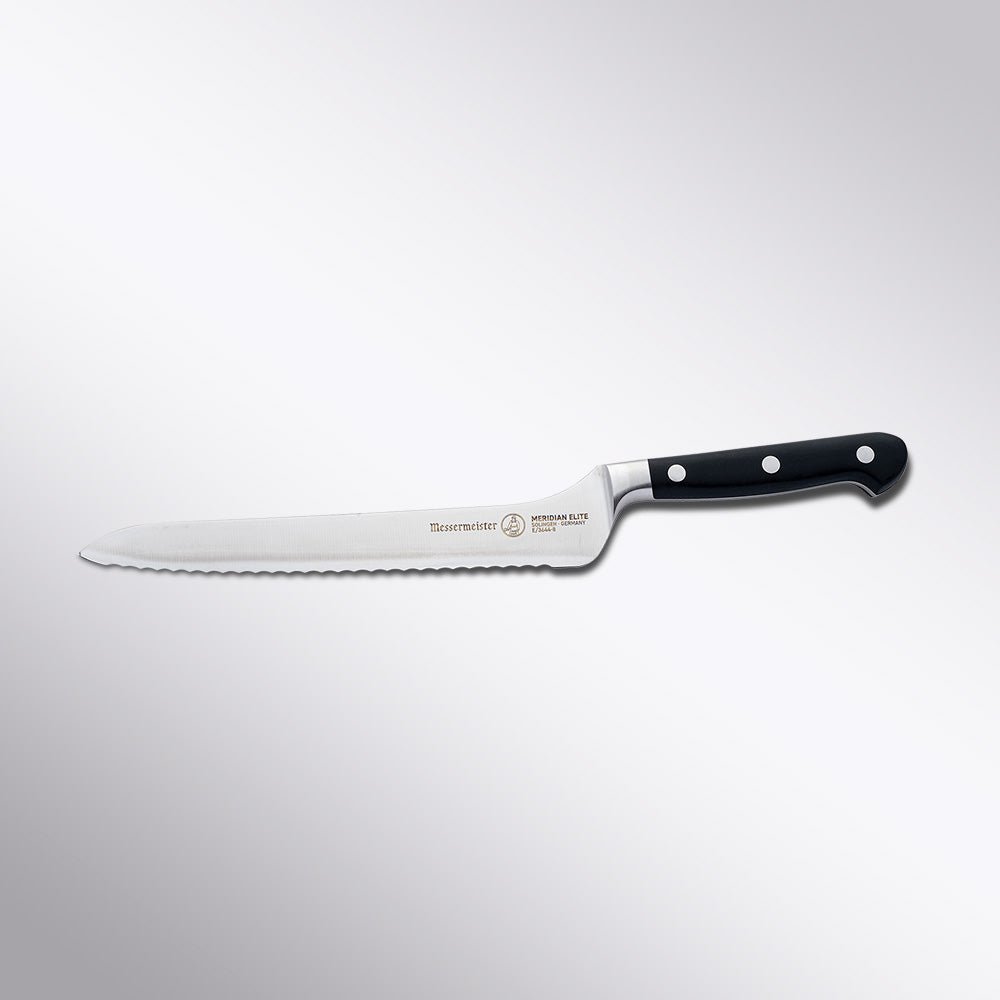 Meridian Elite 8 inch Offset Serrated Knife Messermeister - Element Knife Company