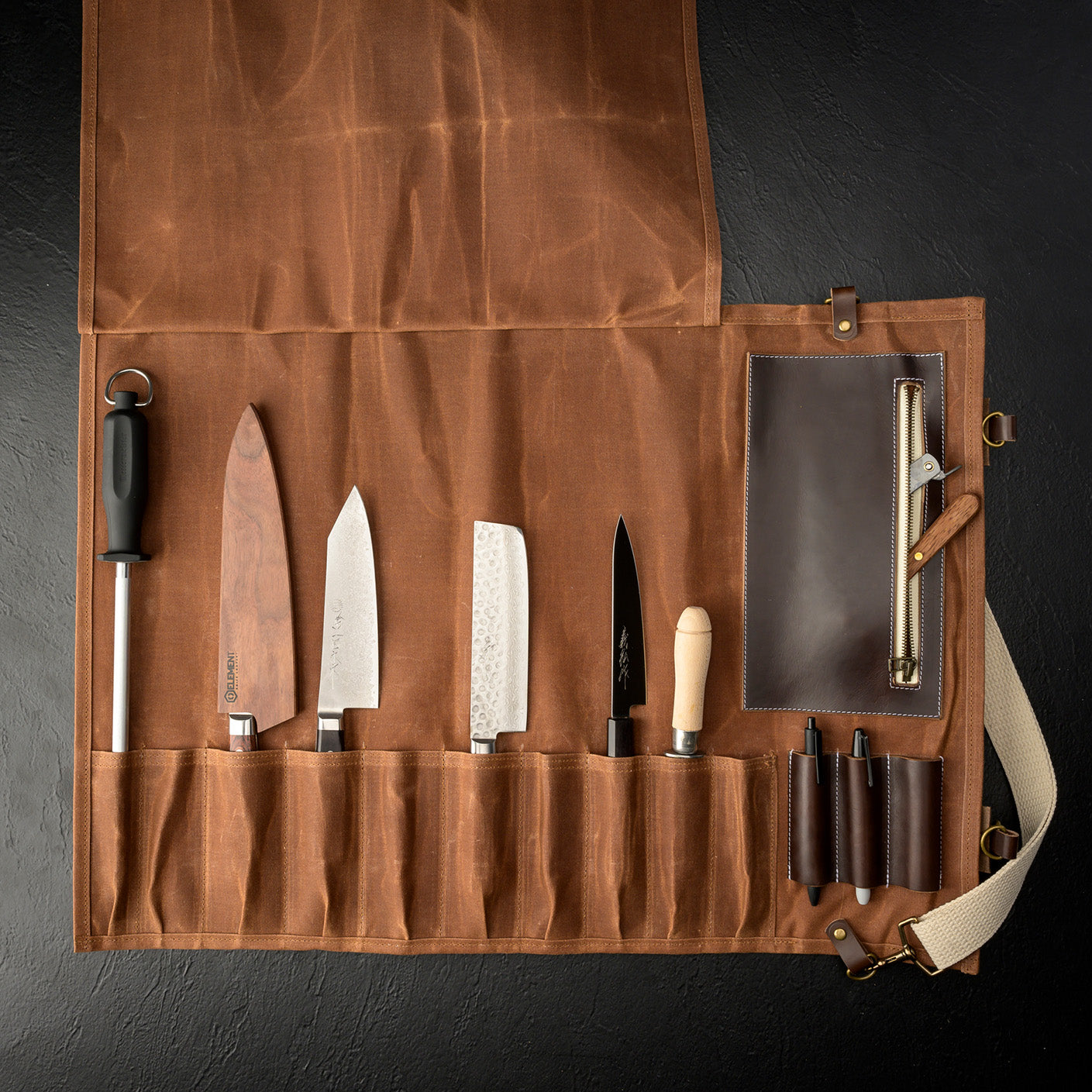 Leather Chef Knife Roll - Custom Chef Knife Bag - Canvas Knife Bag
